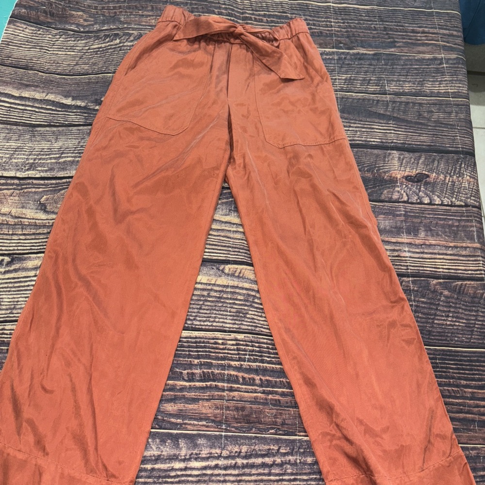 Club Monaco Rust Orange Wide Leg Trousers Pants Size 0 Cupro cotton Blend - Picture 9 of 10